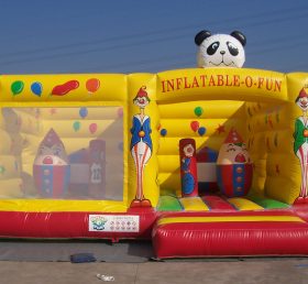 T2-2529 Trampoline gonflable Clown et Panda