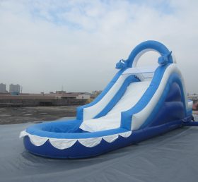 T8-1054 Toboggan gonflable bleu