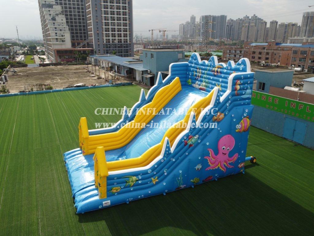 T8-338 Sea World Theme Outdoor Giant Inflatable Slide Bouncy Castle For Kids