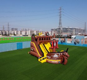 T8-1351 Toboggan gonflable sur le thème des bateaux pirates