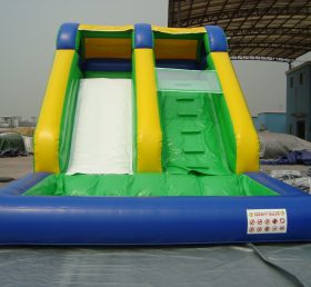 T8-1097 Classique gigantesque toboggan gonflable avec piscine