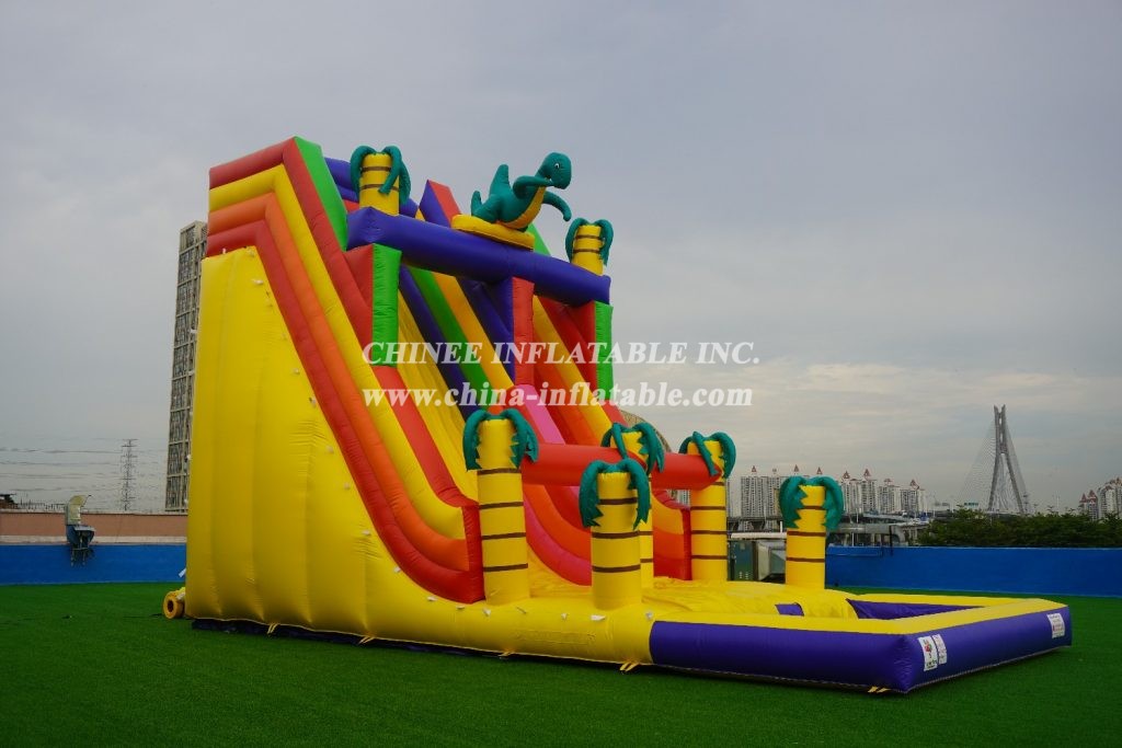 T8-1413 Inflatable Dinosaur Slide With Pool