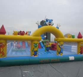T6-111 Parc d'attractions gonflable géant de trampoline sur le thème du chat bleu