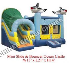 T5-136 Toboggan combiné gonflable Shark Trampoline Château