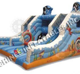 T8-766 Toboggan sec gonflable du monde sous-marin