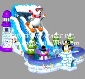 T8-1444 Ours hiver bonhomme de neige glisse sèche toboggan gonflable de Noël