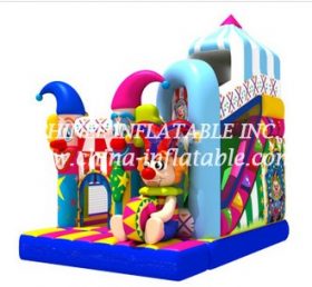 T8-1470 Enfants rebondissant joyeux clown sec gonflable toboggan