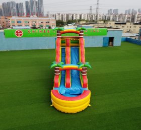 T8-3805 Jungle Thème Fêtes d'affaires avec cocotiers Amusement pour les enfants Gonflable toboggan aquatique avec piscine