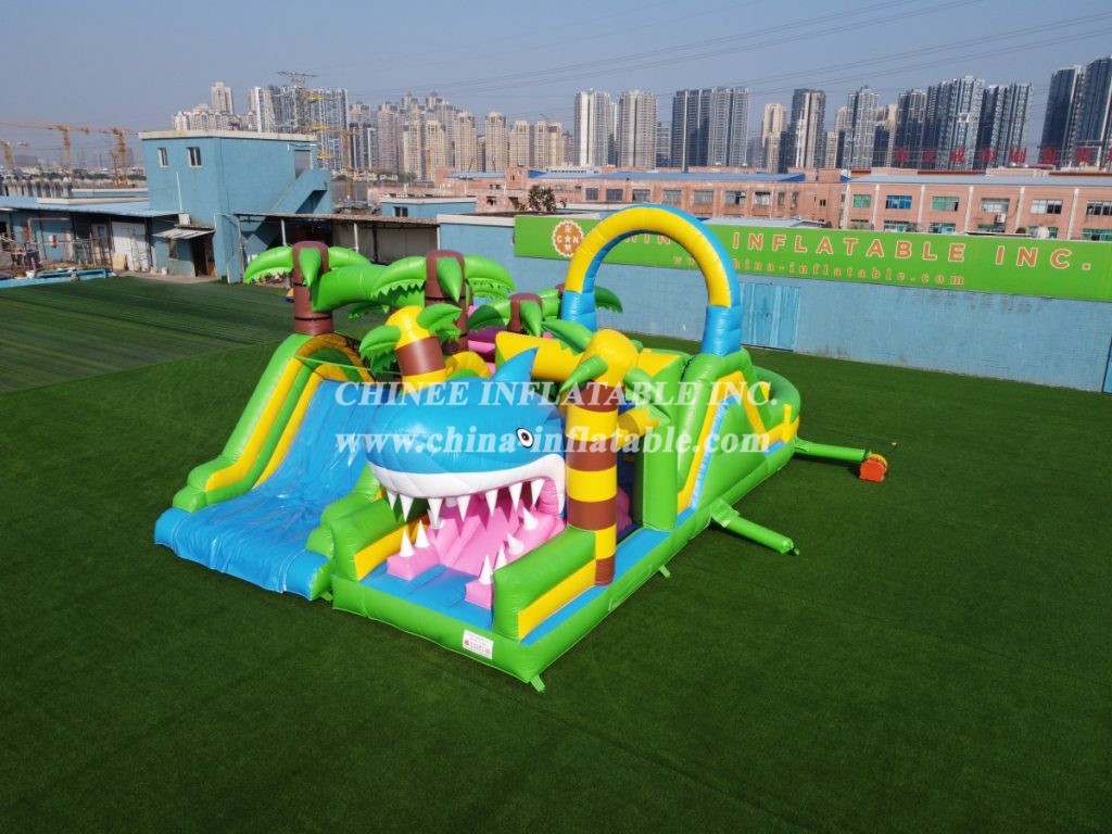 T7-1250 Shark Inflatable Obstacle Course Challenge Run