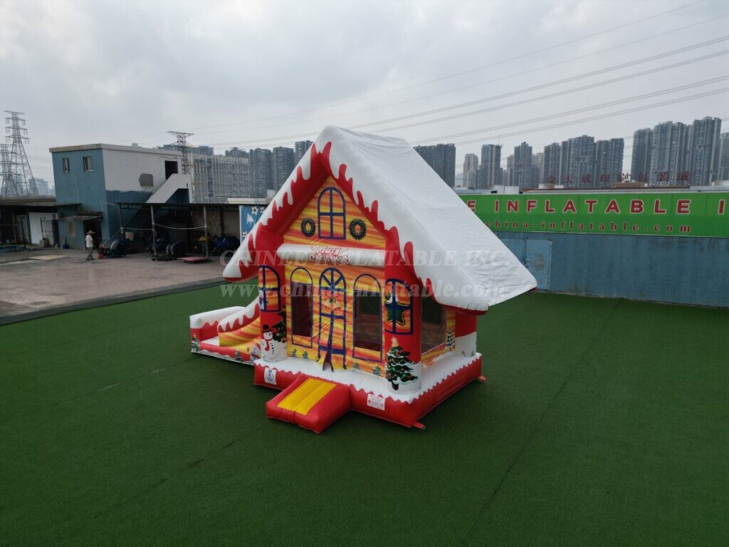 T2-4182 22Ft Christmas Bounce House Combo With Slide