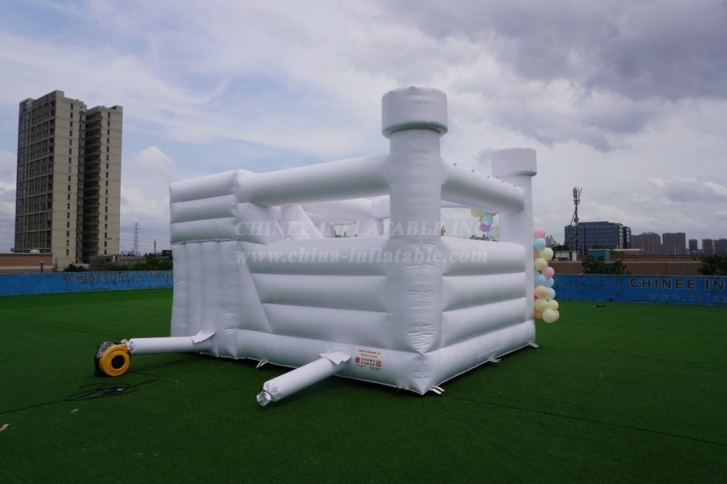 T2-3603 Pure White Wedding Bouncy Castle With Slide