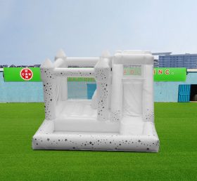 T2-3552 Château gonflable de mariage blanc avec toboggan et piscine