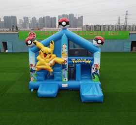 T2-4452 Château gonflable Pokémon Pikachu avec toboggan