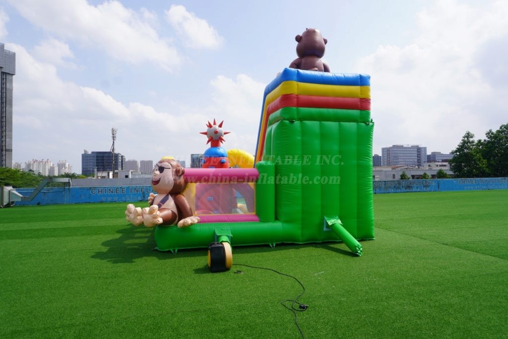 T6-3560B Pirate Monkey Theme Inflatable Jumping Castle With Slide