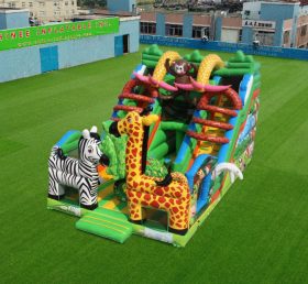 T8-4536 Toboggan sec gonflable girafe et zèbre