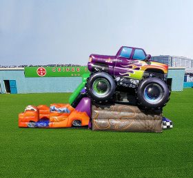 T2-7055 Combo maison gonflable et toboggan Monster Truck