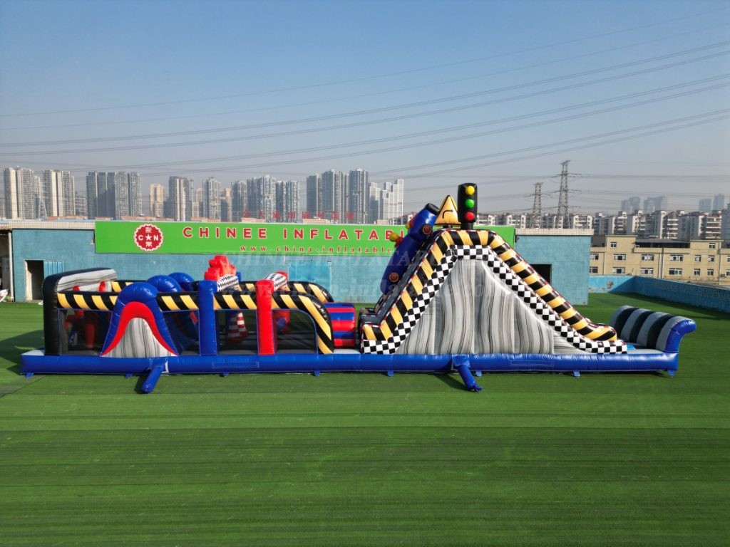 T7-1374 Racing Themed Inflatable Obstacle Course