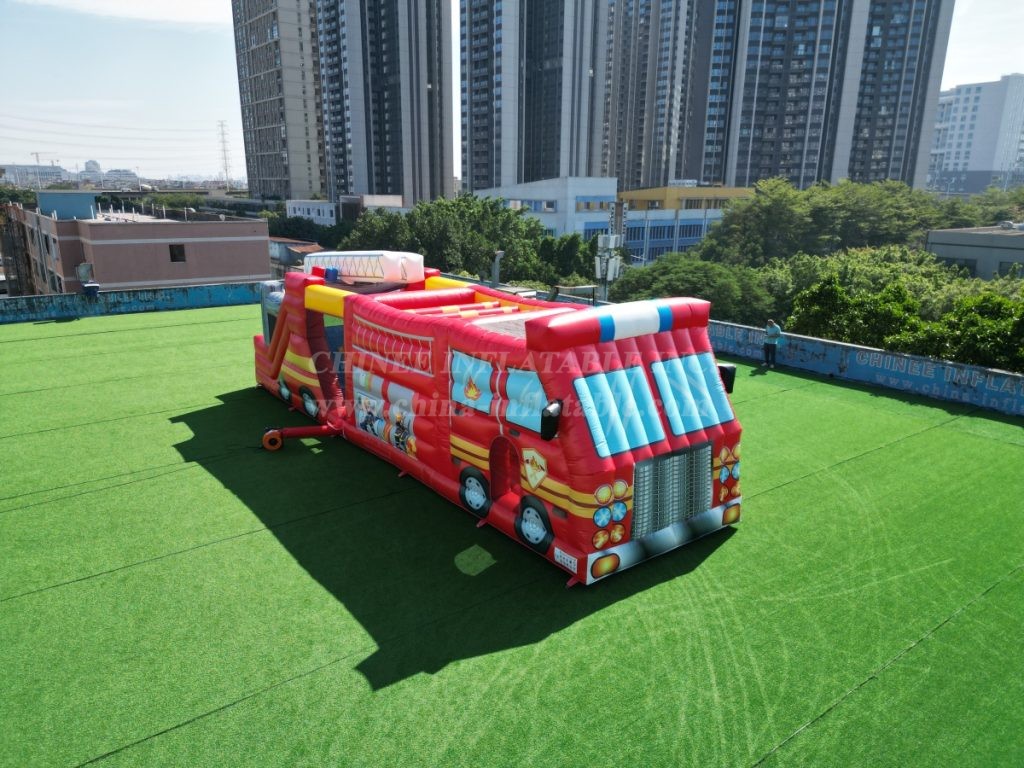T7-3619 Firetruck Inflatable Obstacle Courses
