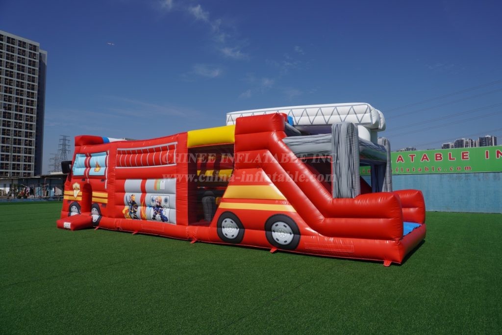 T7-3619 Firetruck Inflatable Obstacle Courses