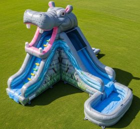 T8-5622 Hippo Theme Inflatable Water Sli...