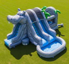 T8-5627 Hippo Theme Inflatable Water Sli...