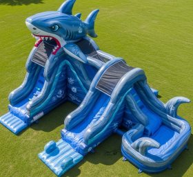 T8-5802 Shark Theme Inflatable Water Sli...