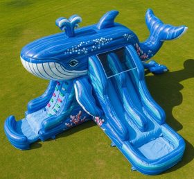 T8-5874 Whale Theme Inflatable Water Sli...