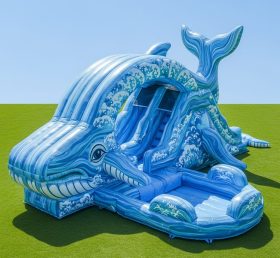 T8-5875 Whale Theme Inflatable Water Sli...