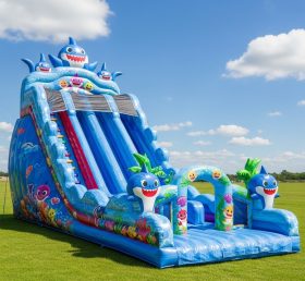 T8-9072 Baby Shark Inflatable Slide