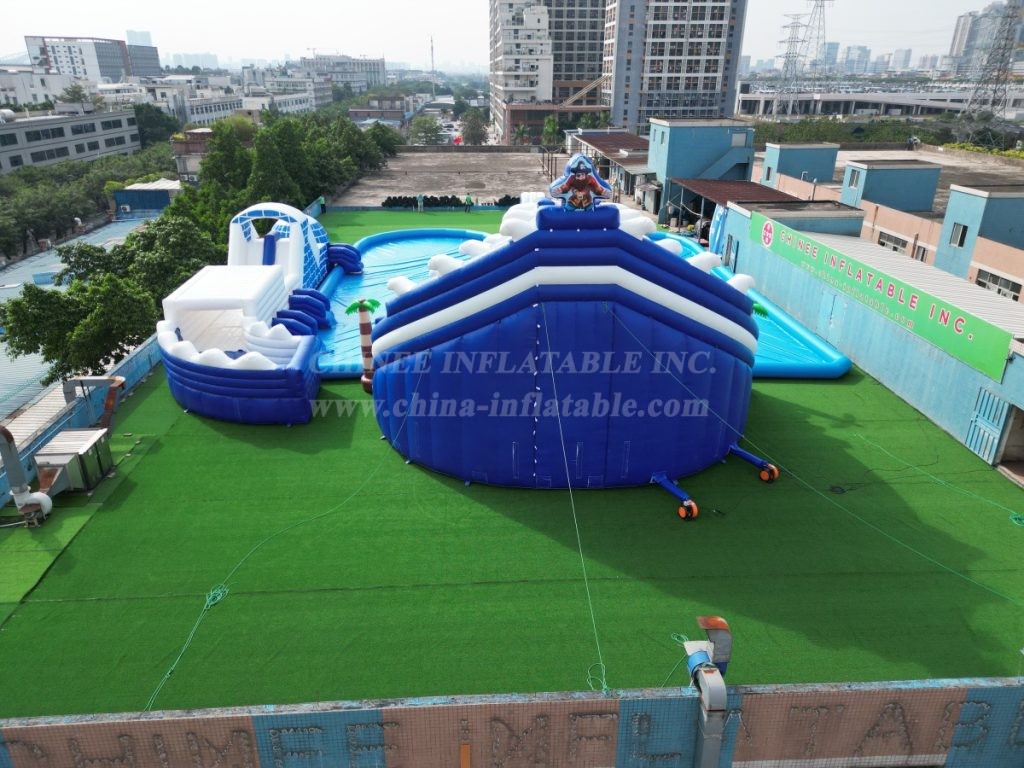 Pool2-815 Pirates Theme Inflatable Water Park Complex with Giant Slides & Pools