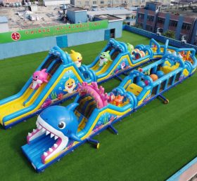 CR2-539 Parcours d'obstacles gonflable géant à thème Baby Shark course stimulante