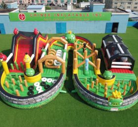 CR2-708 Parcours d’obstacles gonflable géant à thème Angry Birds course de défi