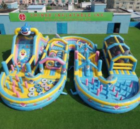 CR2-710 Parcours d’obstacles gonflable géant à thème Bébé Requin – Course de défi