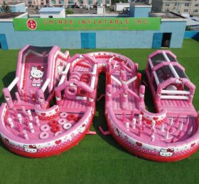 CR2-728 Parcours d’obstacles gonflable géant à thème Hello Kitty course de défi