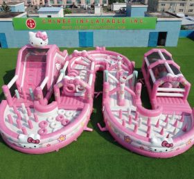 CR2-729 Parcours d’obstacles gonflable géant à thème Hello Kitty course difficile
