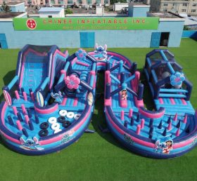 CR2-732 Parcours d'obstacles gonflable géant à thème Lilo & Stitch course de défi