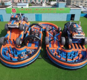 CR2-743 Parcours d'obstacles gonflable géant sur le thème des Monster Trucks course stimulante