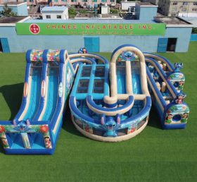 CR2-805 Parcours d’obstacles gonflables géant à thème Lilo & Stitch course stimulante