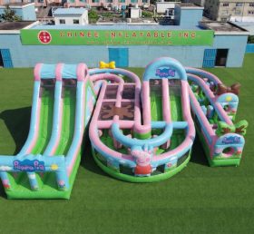 CR2-821 Parcours d'obstacles gonflable géant à thème Peppa Pig course difficile