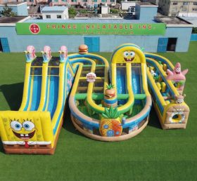 CR2-835 Parcours d’obstacles géant gonflable à thème SpongeBob course difficile