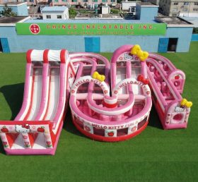 CR2-855 Parcours d'obstacles gonflable géant à thème Hello Kitty course de défi