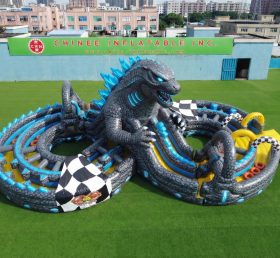 CR2-947 Parcours d’obstacles gonflable géant sur le thème de Godzilla course difficile