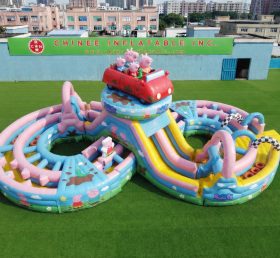 CR2-961 Parcours d’obstacles gonflable géant à thème Peppa Pig course difficile