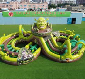 CR2-970 Parcours d'obstacles gonflable géant à thème Shrek course stimulante