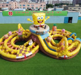CR2-974 Parcours d’obstacles gonflable géant à thème SpongeBob Course stimulante