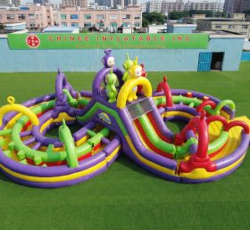 CR2-979 Parcours d’obstacles gonflable géant sur le thème des Teletubbies course difficile