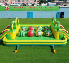 T11-4751B Parcours d’obstacles gonflable à grands ballons double Wipeout thème Cocomelon