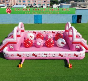 T11-4751G Parcours d’obstacles à gros ballons double gonflable sur le thème Hello Kitty