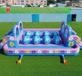 T11-4751I Parcours d’obstacles gonflable à gros ballons double thème Lilo et Stitch
