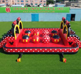 T11-4751L Parcours d’obstacles gonflable à grosses boules double thème Mickey Minnie
